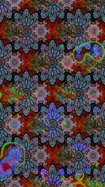 Raster illüstrasyonu. Siyah renklerde. Çiçek buketleriyle klasik tarzda eskiz deseni.