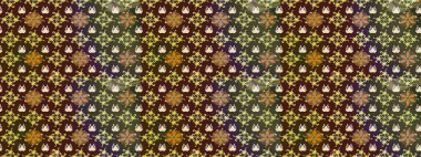 Kahverengi ve yeşil renkli çiçekler. Çizim çiçek deseni duvar kâğıdı olarak kullanılabilir. Raster illüstrasyonu.