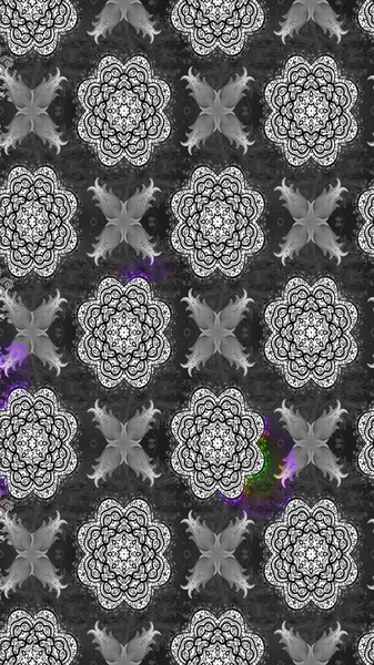 Küçük çiçekteki sevimli çiçek deseni. Raster deseni. Gri renkte yaz çiçekleri. Raster illüstrasyonu.