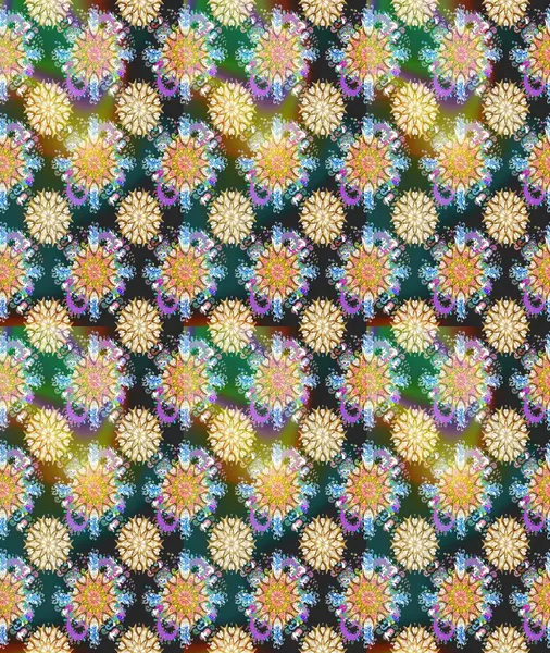 Çiçeksiz desenli, suluboya elle çizilmiş elementler. Parlak renkli fantezi çiçekleri, yapraklar, bej ve nötr renklerde tomurcuklar bej ve nötr.