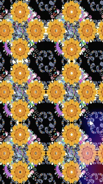 Doodle çiçekler ve dalları, otlar ve çiçekler. Elle çizilmiş. Raster resim. Güzel kumaş deseni.