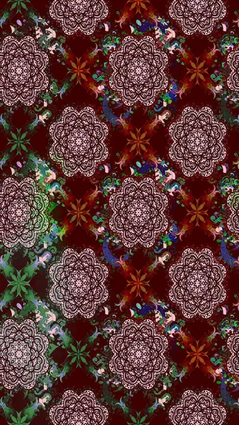 Renkli çizim kalıbı. Çiçek arkaplan. Çiçek duvar kâğıdı. Raster illüstrasyonu. Kahverengi renkli şirin tekstil.