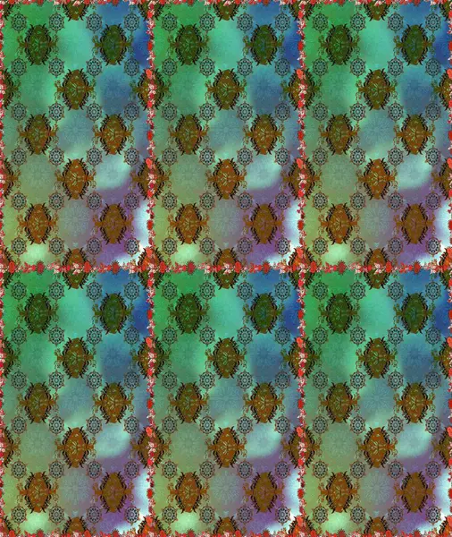 Çiçek deseni. Düz Çiçek Elementleri Tasarımı. Renkli Bahar Temalı Kusursuz Arkaplan. Raster illüstrasyonu. Kusursuz Chichi kumaş deseni..