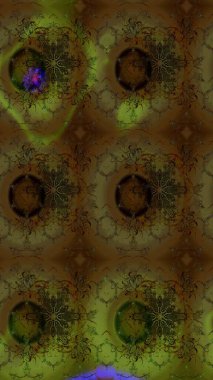 Çiçeksel elementlerle süslenmiş zarif raster dokusu. Kahverengi renkler ve parlak çiçekler üzerine soyut çizim deseni. Küçük çiçekte şirin bir çiçek deseni var..