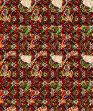 Raster illüstrasyonu. Çiçek süslemeli çizim deseni. Kırmızı renkte çiçekler.