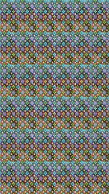 Raster illüstrasyonu. Şirin çiçekli eskiz deseni ve mavi ve yeşil renkli yapraklar, suluboya çiçek deseni, duvar kağıdı, kart veya kumaş için fayanslı.