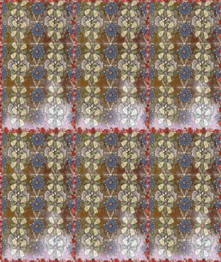 Raster illüstrasyonunda kusursuz çiçek deseni. Çiçekler suluboya tarzında kahverengi ve nötr renklerde.