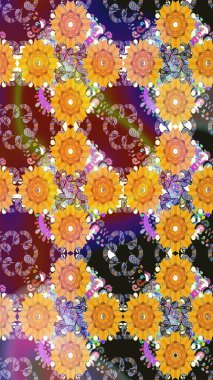 Çiçek deseni. Raster illüstrasyonu. Chichi 'nin kumaş kalıbını çiz. Renkli Bahar Teması eskiz kalıbı. Düz Çiçek Elementleri Tasarımı.