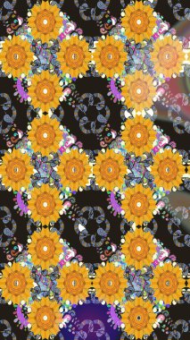 Raster illüstrasyonundaki çiçek desenli çizim. Sulu boya tarzında sarı renkte çiçekler.