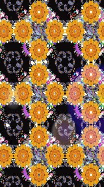 Gömlek, arka plan modelini çiz. Tropik çiçekler. Sarı renkte çiçekler.