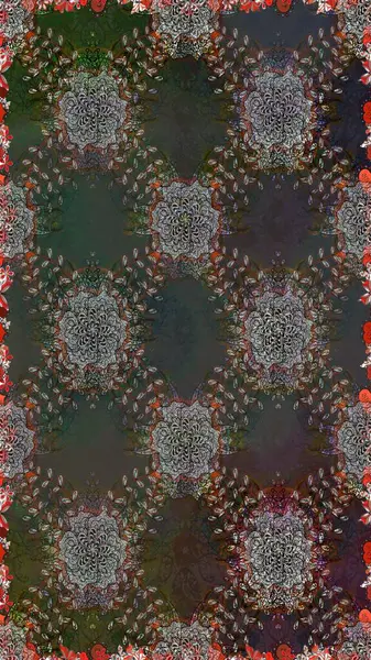 Şatafatlı bahar bahçesi dokusu. Gri ve kahverengi renkli çiçekler. Raster illüstrasyonu. Gri ve kahverengi renklerde çiçeksiz. Çiçek deseni.