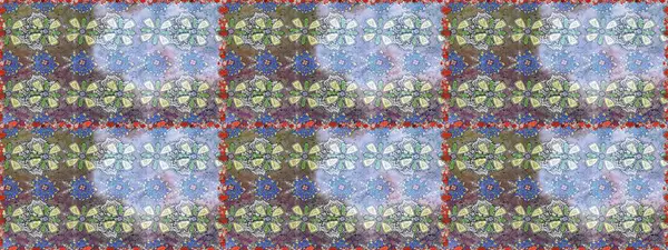 Tarafsız ve gri renklerde çiçekler. Kusursuz çiçek deseni. Renkli Bahar Temalı Kusursuz Arkaplan. Asya tekstil tarzında. Düz Çiçek Elementleri Tasarımı. Raster illüstrasyonu.