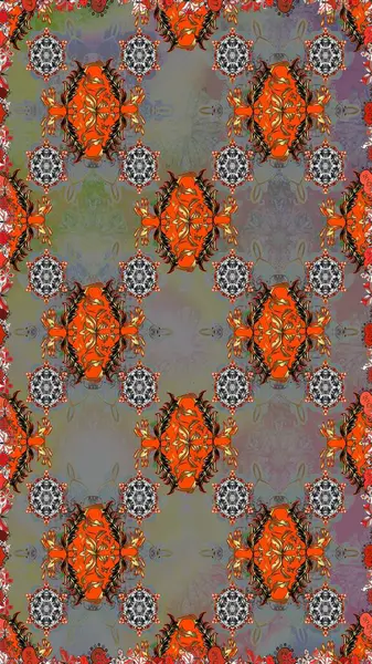 Gri ve kahverengi renkli çiçekler. Kusursuz çiçek deseni duvar kâğıdı olarak kullanılabilir. Raster illüstrasyonu.