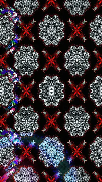 Kumaş desenli papatya çiçeği detayı. Siyah renkte çiçekler.