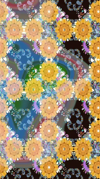 Küçük bir çiçekte eskiz deseni. Hoş bir çiçek geçmişi var. Güzel kumaş deseni. Raster illüstrasyonu.