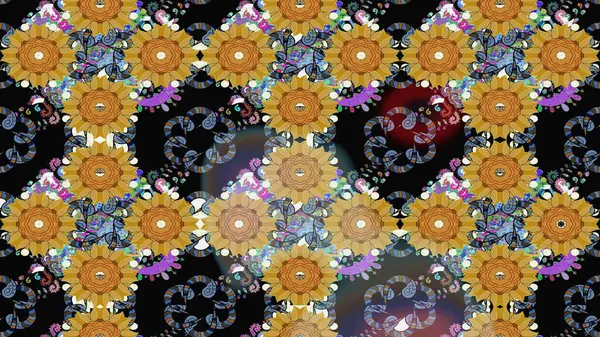 Raster illüstrasyonundaki çiçek desenli çizim. Suluboya tarzında siyah renkte çiçekler.