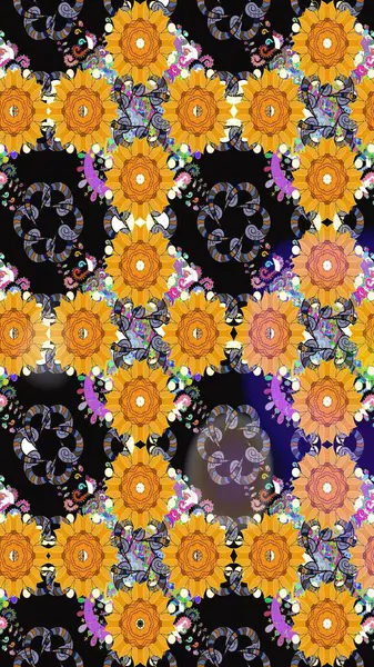 Gömlek, arka plan modelini çiz. Tropik çiçekler. Sarı renkte çiçekler.