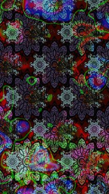 Renkli Bahar Teması eskiz kalıbı. Düz Çiçek Elementleri Tasarımı. Raster illüstrasyonundaki çiçek desenli çizim. Süslü kumaş deseni.