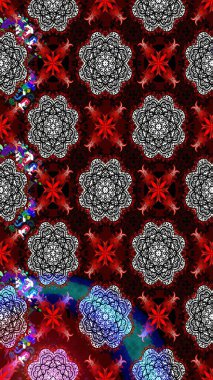 Siyah renkli etnik çiçeklerle süslenmiş zarif bir eskiz şekli. Asya Tekstil 'inde Raster Çiçek İllüstrasyonu.