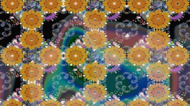 Raster deseni. Çiçekli çiçek deseni, suluboya. Süslü kumaş deseni.