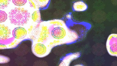 Çiçeksel elementlerle süslenmiş zarif raster dokusu. Parlak çiçekli yeşil renkler üzerine soyut çizim deseni. Küçük çiçekte şirin bir çiçek deseni var..