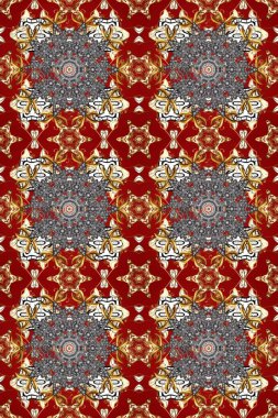 Lüks, kraliyet ve Viktorya dönemi konsepti. Süslü raster dekorasyonu. Altın element kırmızı, gri ve kahverengi renklerde. Kırmızı, gri ve kahverengi yerine altın rengi klasik barok çiçekli desenler..
