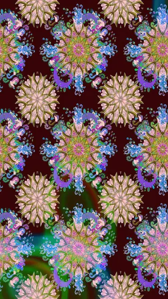 Kahverengi renkli çiçek desenli eskiz, el yapımı papatyalar, papatyalar. Tekrar eden çiçek arkaplanı, zarif kahverengi çiçek duvar kağıdı..