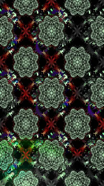 Raster illüstrasyonundaki çiçek desenli çizim. Siyah renkte çiçekler.