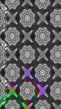 Parlak renkli çiçekleri ve gri renkli yaprakları olan harika bir çiçek deseni. Moda baskıları için zarif bir şablon. Modern çiçek arkaplanı. Halk stili.