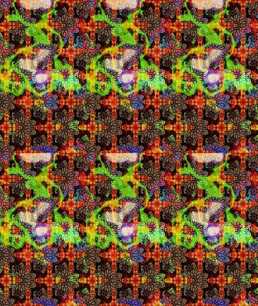 Raster illüstrasyonu. Kahverengi renklerde. Kahverengi renkte kahverengi papatya deseni.