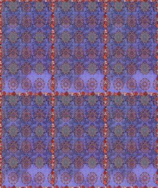 Raster illüstrasyonunda kusursuz çiçek deseni. Mor ve kahverengi renkte çiçekler.