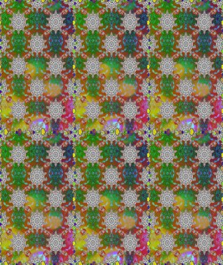 Yumuşak, yeşil ve kahverengi renklerde bahar çiçekleri. Yaprak ve çiçeklerin suluboya resmi, yeşil ve kahverengi renklerde pürüzsüz desen. Raster illüstrasyonu.