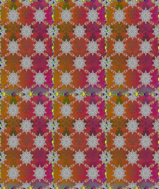 Çiçeksiz desenlerin resmi. Vadinin çiçekleri kahverengi renklerde.