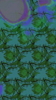 Küçük çiçekte hoş bir çiçek deseni var. Parlak çiçekli yeşil renkler üzerine soyut çizim deseni. Çiçek elementli zarif raster dokusu..