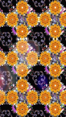 Eski usul küçük çiçekli şirin bir eskiz deseni. Moda arka planında parlak buketler. Kumaş, duvar kağıdı ve kağıt üzerine baskı yapmak için gelişen arka plan. Raster illüstrasyonu.