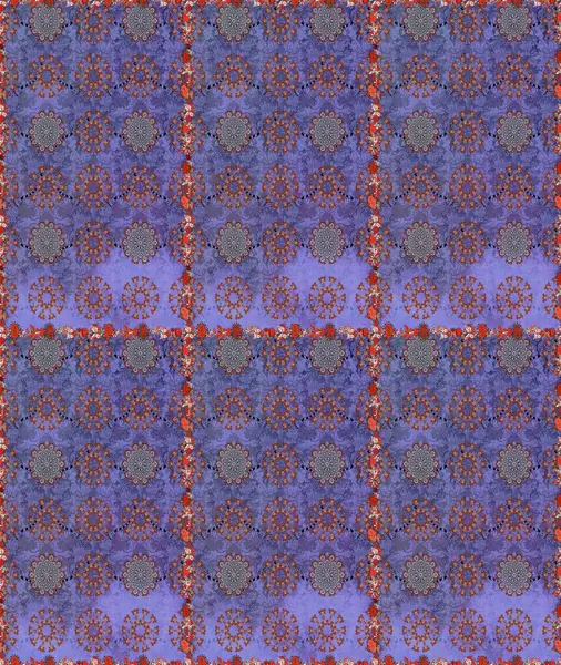 Raster illüstrasyonunda kusursuz çiçek deseni. Mor ve kahverengi renkte çiçekler.