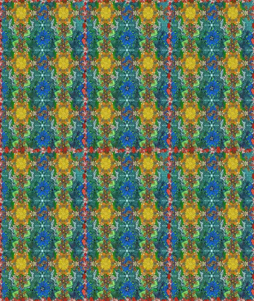 Yeşil ve mavi renkte çiçekler. Küçük çiçekte sevimli çiçek deseni var..