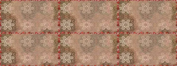 Modern çiçek arkaplanı. Moda baskıları için zarif bir şablon. Parlak renkli çiçekleri ve bej ve kahverengi renkte yaprakları olan harika, pürüzsüz çiçek deseni. Halk stili.