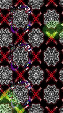 Kumaş desenli papatya çiçeği detayı. Siyah renkte çiçekler.