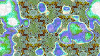 Raster illüstrasyonundaki çiçek desenli çizim. Yeşil renkte çiçekler.