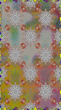 El çizimi Raster çizimi. Duvar kağıdı, web sitesi arka planı, ambalaj kağıdı, davetiye, broşür, afiş veya web sitesi için kusursuz çiçek deseni kullanılabilir. Karalama elementleri.