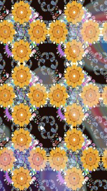 Fantezi çiçekli eskiz deseni, doğal duvar kağıdı, çiçek desenli kıvrım çizimi. Paisley el çizimi elementler. Ev dekoru.