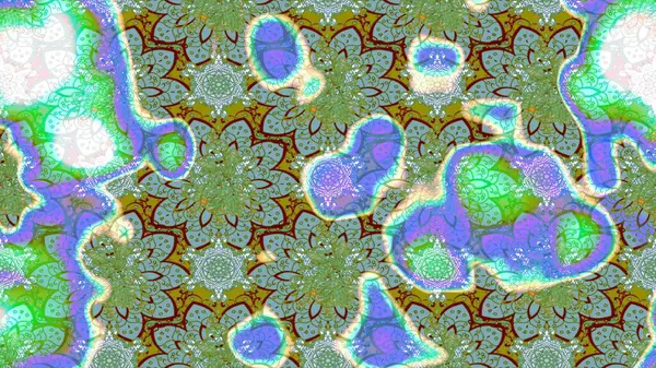 Raster illüstrasyonundaki çiçek desenli çizim. Yeşil renkte çiçekler.