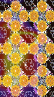 Çiçek sarısı çizim şekli. Raster çiçek izi. Klasik taslak çizimi.