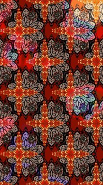 Raster illüstrasyonu. Kibarca, kırmızı renkte bahar çiçekleri. Yaprak ve çiçeklerin suluboya resimleri, kırmızı renklerde çizimler..