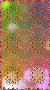 Kahverengi ve nötr renklerde. Raster illüstrasyonu. Çiçek buketleriyle klasik tarzda kusursuz desen.