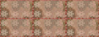 Modern çiçek arkaplanı. Moda baskıları için zarif bir şablon. Parlak renkli çiçekleri ve bej ve kahverengi renkte yaprakları olan harika, pürüzsüz çiçek deseni. Halk stili.