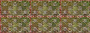 Kusursuz Renksiz Bahar Temalı Kusursuz Arkaplan. Kahverengi ve yeşil renkli çiçekler. Düz Çiçek Elementleri Tasarımı. Sevimli çiçek raster deseni.