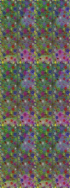 Raster - stok. Suluboya, elle çizilmiş. Vadinin yeşil ve gri renkli çiçekleri. Kusursuz arkaplan deseni.