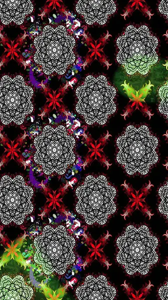 Kumaş desenli papatya çiçeği detayı. Siyah renkte çiçekler.